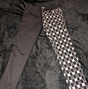 Royal Bones Split Color, Skull Print Pants.